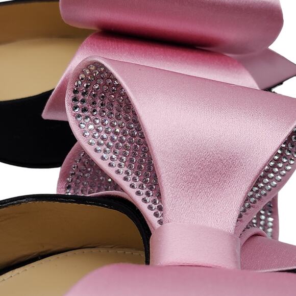 Mach & Mach Le Cadeau Satin Slingback Pumps 95mm in Black $1025 - Picture 5 of 9